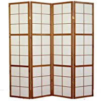 PEGANE Biombo japonés Shoji de Madera Castaño Oscuro 4 Paneles
